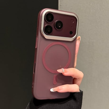 マット半透明 MagSafe対応 iPhone18Pro/18ProMaxケース メタルカメラフレーム 指紋防止 すりガラス風 高級感 耐衝撃 [M6808]