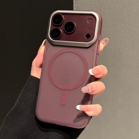 マット半透明 MagSafe対応 iPhone18Pro/18ProMaxケース メタルカメラフレーム 指紋防止 すりガラス風 高級感 耐衝撃 [M6808]
