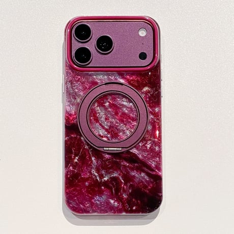 マーブル柄 iPhone18Pro/18ProMaxケース グラデーションカラー マグネットリングスタンド iPhone17/16proケース 便利グッズ [M6896]