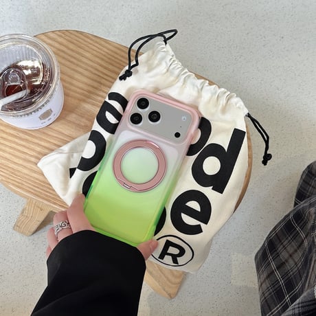真空エアバッグ構造耐衝撃 iPhone18ProMax/18Proケース 360°回転スタンド MagSafe対応 iPhone17ProMax 16Proグラデーション 指紋防止[M6729]