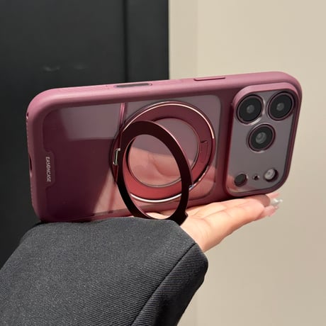 iPhone18Pro/18ProMaxケース  滑り止め加工 カメラコントロール保護カバー付 MagSafeリングスタンド 耐衝撃 [M6750]