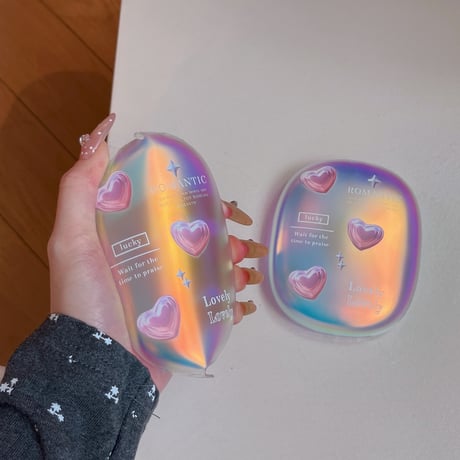 オーロラハート AirPodsMaxケース グラデーションカラー エアーポッズ マックス専用カバー 耐衝撃 可愛い ギフトにおすすめ[M6797]