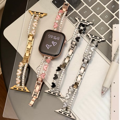 ダイヤとハート  AppleWatchバンド 韓国っぽ 上品 AppleWatchベルト Series 11/10/9/8 SE3/2  Ultra3/2/1 トレンド感[M6665]