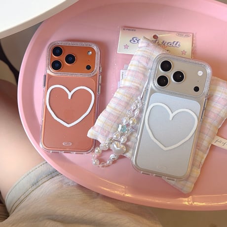 ハート柄 iPhone17pro/17ケース ラメ入り クリア iPhone16promax/15proケース 可愛いストラップ 女子力高い[M6576]