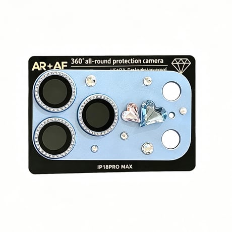 カメラ保護レンズ一体型 iPhone18Pro/18ProMax ハートビジュー＆ラインストーンデコ  傷防止 高級感 大人かわいい[M6851]