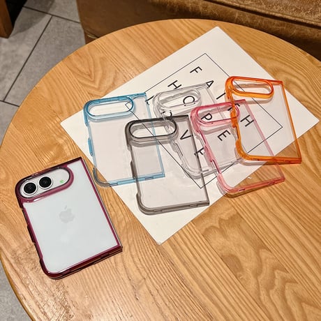 iPhone Duoケース 黄ばみにくい 高透明 カラーフレーム クリアケース 薄型軽量 着脱簡単[M6831]