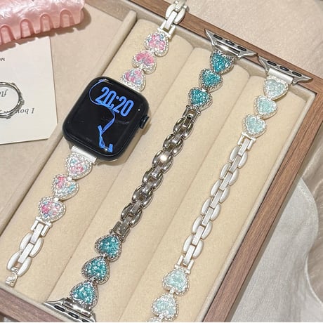 ジュエリーハート AppleWatchバンド 甘め AppleWatchベルト Series 11/10/9/8 SE3/2  Ultra3/2/1 高級感   エレガント[M6636]