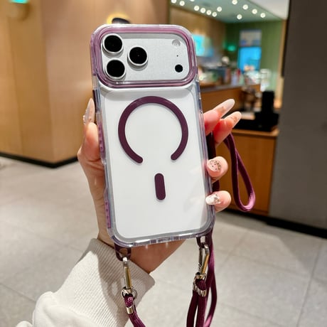 スマホショルダー iPhone18Pro/17ケース MagSafe対応 iPhone16Pro/15ケース クリアケース 耐衝撃 [M6758]