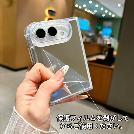 iPhone Duo専用ケース ミラー付き 四隅耐衝撃 カメラ周り保護 艶感 傷防止 メイク直しに便利[M6810]