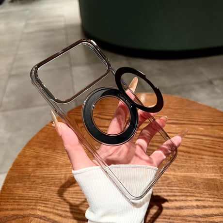 黄ばみにくい高透明 iPhone18Pro/18ProMaxケース 360°回転マグネットリングスタンド iPhone17/16proケース 薄型軽量丈夫 [M6770]