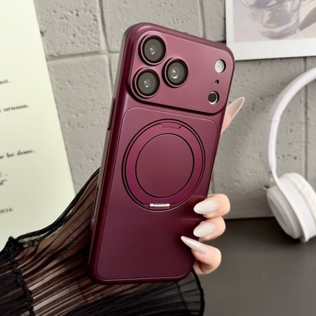 メタリック iPhone18Pro/17ProMaxケース MagSafe対応 3in1の多機能リングスタンド iPhone16Pro/15/14ケース マット加工[M6703]