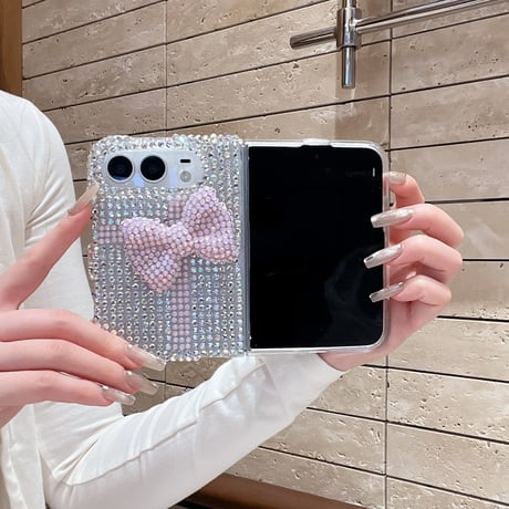 iPhone Duo専用ケース キラキラ ラインストーン 立体ハート 贅沢 クリアフレーム 豪華  ギフトにおすすめ[M6847]