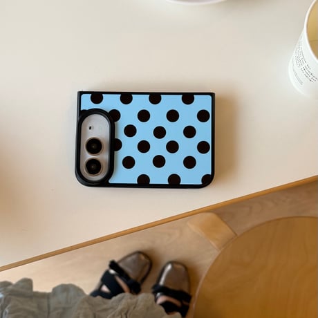 iPhone Duo 専用ケース 水玉ドット チェック 星柄 ハート/枕グリップ付き 韓国っぽ 大人可愛い  耐久性ある[M6839]