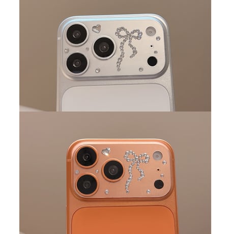 ダイヤリボン カメラフィルムカバー iPhone17Pro iPhone17ProMax レンズフィルム  キラキラ  おしゃれ 可愛い きれい [M6689]
