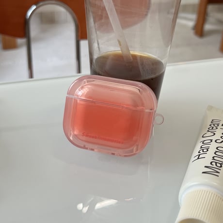グラデーションピンク AirpodsPro3ケース ストラップ付 Airpods4/3カバー AirpodsPro第2/1世代 丈夫 艶感[M6612]