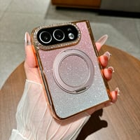 iPhone Duoケース MagSafe対応リングスタンド キラキラ グリッター 画面保護フィルム付 ダイヤカメラカバー ヒンジ保護 [M6860]