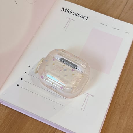 ベージュ色 Airpods Pro3ケース リボン 星柄 Airpods 4/3カバー  かわいい  淡色系 女子力アップ [M6700]