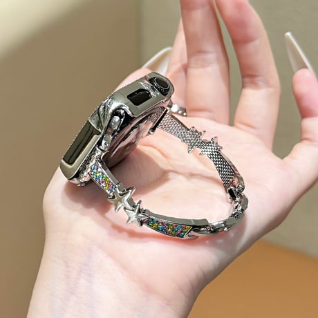 ダイヤと星 AppleWatchバンド おしゃれ AppleWatchベルト Series 11/10/9/8 SE3/2  Ultra3/2/1 高級感キラキラ感[M6679]