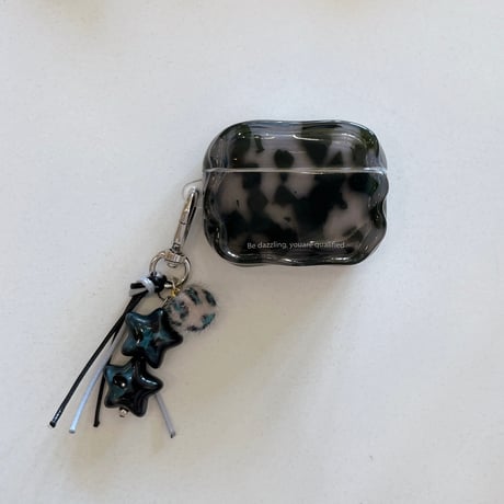 アニマル柄 Airpods 5 ケース べっ甲柄 艶感 Airpodspro3/2カバー Airpods4/3 ＆フリンジチャームセット[M6870]