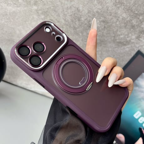 高機能高品質 iPhone18pro/18promaxケース MagSafeリングスタンド iPhone17Pro/16/15シリーズカバー 耐衝撃 レンズカバー付[M5751]