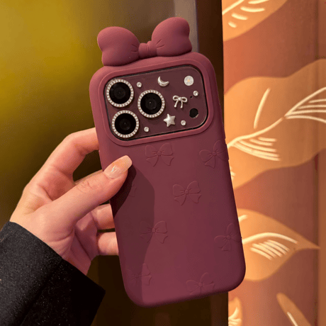 立体リボン付き iPhone18Pro/18ProMaxケース エンボス柄 iPhone17Pro/16ProMaxカバー 大人可愛い シリコン製 耐衝撃[M6824]