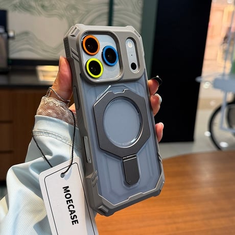 iPhone18ProMax/18Proケース 耐衝撃米軍MIL規格準拠  MagSafeリングスタンド 指紋防止 17Promax 17 カッコイイ[M6710]