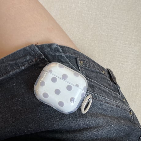 クリアドット柄 Airpods Pro3ケース シンプル風 Airpods4/3カバー pro2/pro1 大人可愛い カラビナ付き[M6735]