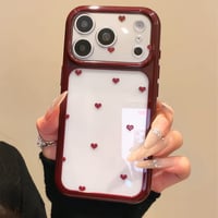 ミニハート柄 iPhone18Pro/18ProMaxケース 高透明感 カメラカバー iPhone17/16ProMaxカバー 大人かわいい クリア[M6802]