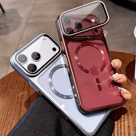 カメラカバースタンド一体 iPhone18Pro/17ProMaxケース MagSafe対応 iPhone17カバー 高透明黄ばまない メタル [M6048]