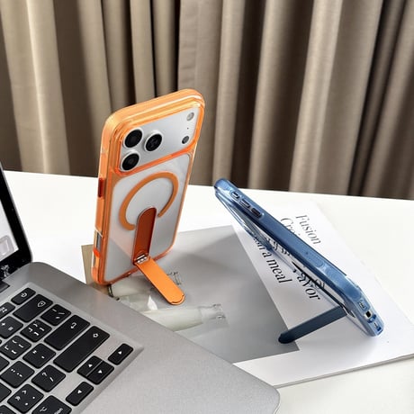 便利スタンド付 iPhone17Pro/16ProMaxケース MagSafe対応 iPhone15Pro/14ケース 耐衝撃加工 黄ばまない [M6585]