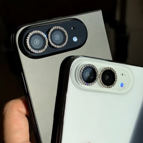 iPhone duo 専用 カメラレンズフイルム ラインストーン  強化ガラス キラキラ感 綺麗 傷防止 ガイドプレート/取り外しツール付き [M6890]