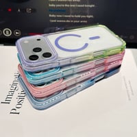 MagSafe対応 iPhone18Pro/17ProMaxケース カラーライン 透明 iPhone16/15proケース 滑り止め加工 頑丈[M6633]