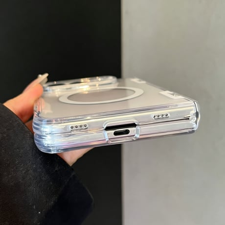 iPhone Duoケース スタンド機能付き MagSafe対応 クリア高透明  耐衝撃 ヒンジ保護 ハイブリッド構造 便利グッズ[M6812]