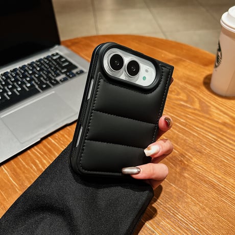 iPhone Duo専用ケース パッファーデザイン プレミアムスマホケース | ダウンジャケット風 ぷっくり質感 モノトーン トレンド  [M6811]