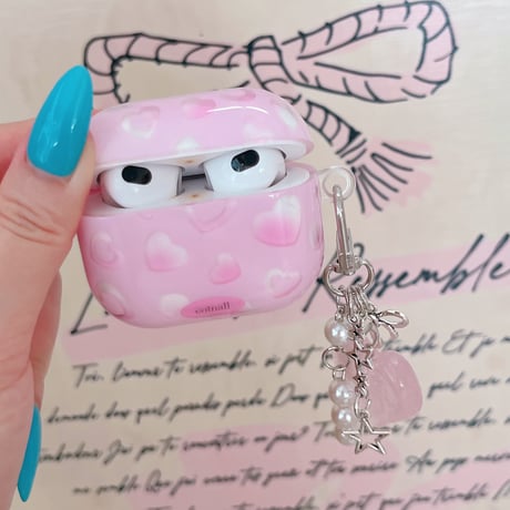 ハート柄 Airpods Pro3ケース ピンクカラー Airpods4/3カバー pro2/pro1 甘めコーデ リング/キーホルダー [M6557]