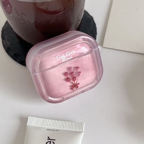 薔薇柄 Airpods Pro3ケース 花キーホルダー Airpods 4/3カバーケース AirpodsPro2/1  グラデーションカラー 高級感 [M6582]