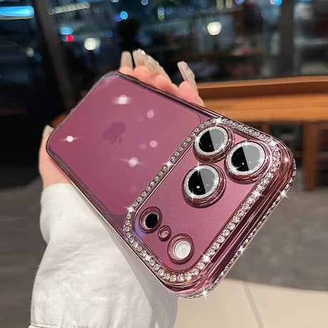 【iPhone18Pro対応】ジュエリーデコ iPhone17/16Pro/14/15proケース  キラキラ オシャレ綺麗アイフォン13/12proカバー  カメラレンズフィルム付き [M1537]