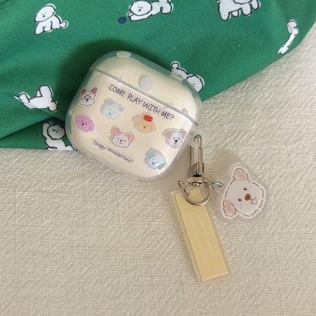 ワンちゃん Airpods Pro3ケース 韓国風 Airpods4/3カバー pro2/pro1 リング/キーホルダー かわいい[M6606]