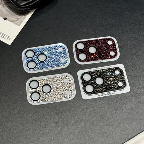 キラキラビジュー カメラレンズカバー iPhone18Pro/18ProMax カメラ保護カバー iPhone17ProMax/17Pro 金属製 ラインストーン 耐衝撃 [M6879]