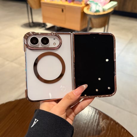 iPhone Duo専用ケース  MagSafe対応 クリア背面×メッキフレーム 高透明 薄型軽量 高級感 黄ばみにくい [M6846]