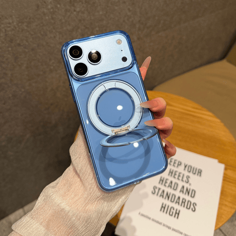 黄ばみにくい高透明 iPhone18Pro/18ProMaxケース 360°回転マグネットリングスタンド iPhone17/16proケース 薄型軽量丈夫 [M6770]