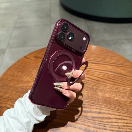 黄ばみにくい高透明 iPhone18Pro/18ProMaxケース 360°回転マグネットリングスタンド iPhone17/16proケース 薄型軽量丈夫 [M6770]