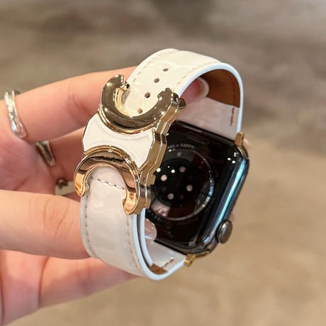 マグネット式バックル  AppleWatchベルト 高級感レザー調 AppleWatchバンド Series 12/11/10/9/8 SE Ultra4/3 エレガント[M6725]