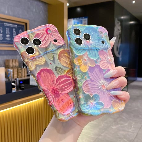 油絵花柄 iPhone17Pro/17ケース うねうね 美しい iPhone16Promax/15/14Proカバー 綺麗 丈夫[M6604]
