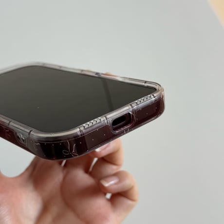 リボン柄 iPhone18Pro/17ケース 艶カラー iPhone17Pro/16/15ProMaxカバー オーガンジーストラップ[M6763]