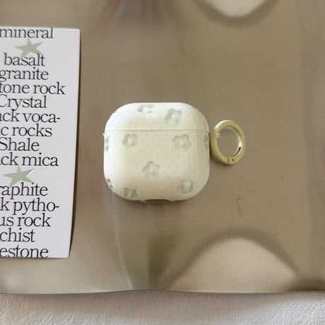 淡色系花柄 Airpods Pro3ケース 韓国風 Airpods4/3カバー pro2/pro1 リング/花キーホルダー かわいい[M6544]