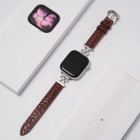 リボンとレザー  AppleWatchバンド 高級感高品質 AppleWatchベルト Series 11/10/9/8 SE3/2  Ultra3/2/1 エレガント [M6694]