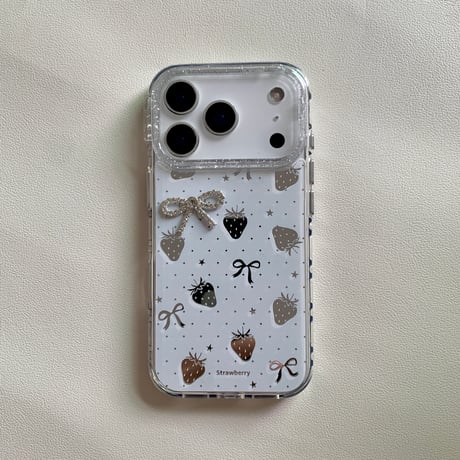 可愛いミラー iPhone17Pro/17ケース イチゴ/ウサギ/ワンちゃん/レース iPhone17Promax/16Pro/15ケース 真珠ストラップ[M6663]