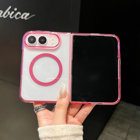 iPhone Duoケース MagSafe対応 黄ばみにくい 高透明 カラーフレーム クリアケース 薄型軽量 着脱簡単[M6832]