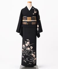 藍色 絞り縞模様 袷紬 正絹 大きめサイズ［K178］ | kimono ulala